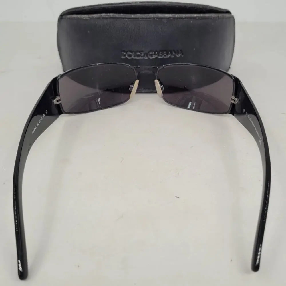 Dolce & Gabbana DG834S‎ Black Acrylic Wrap Rimmed Logo Sunglasses